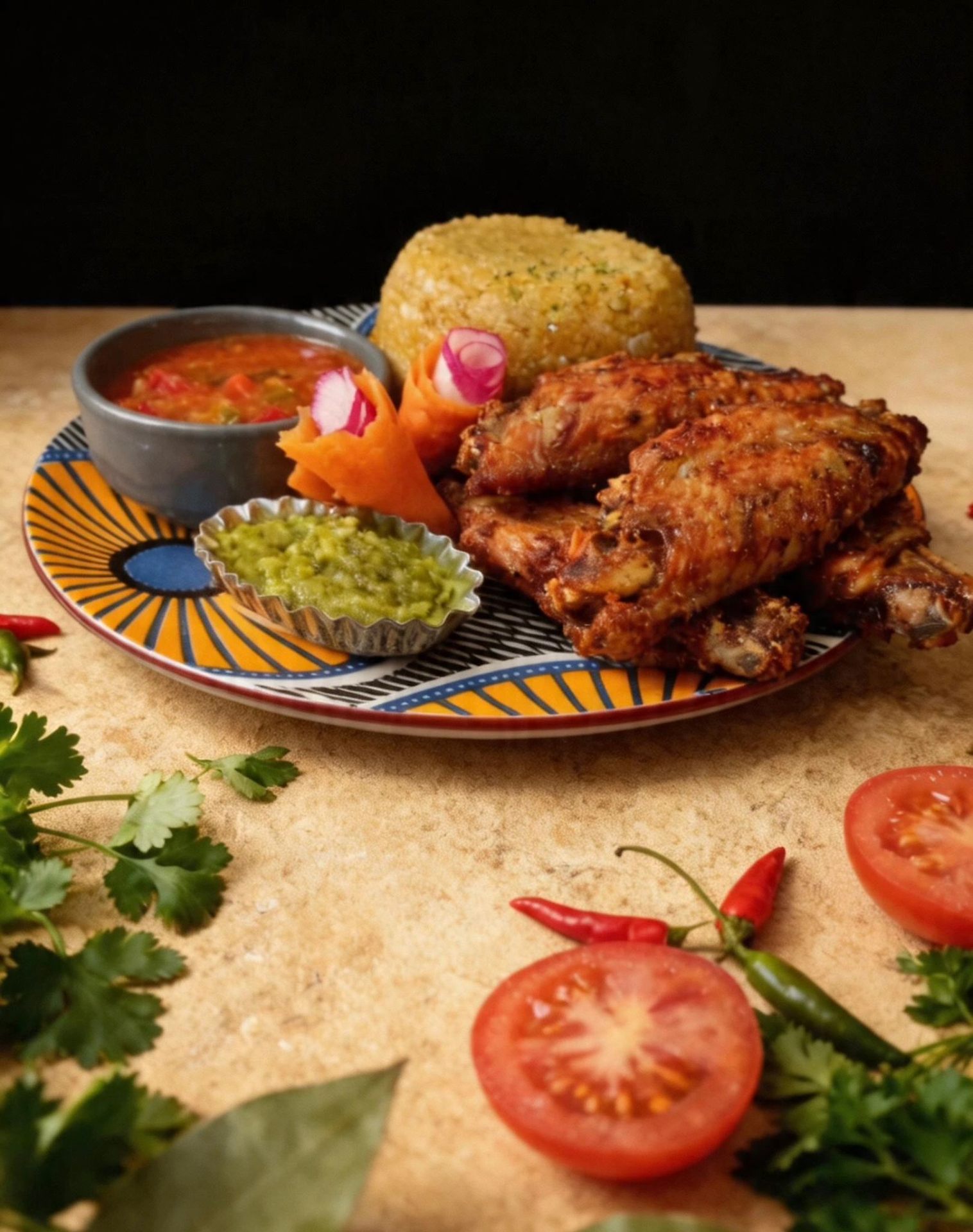 Piron et aileron de poulet, cuisine béninoise